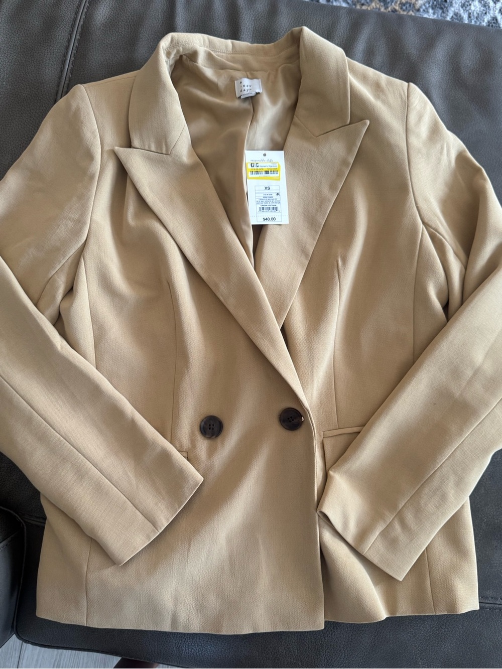a new day Beige Double-Breasted Women's Blazer